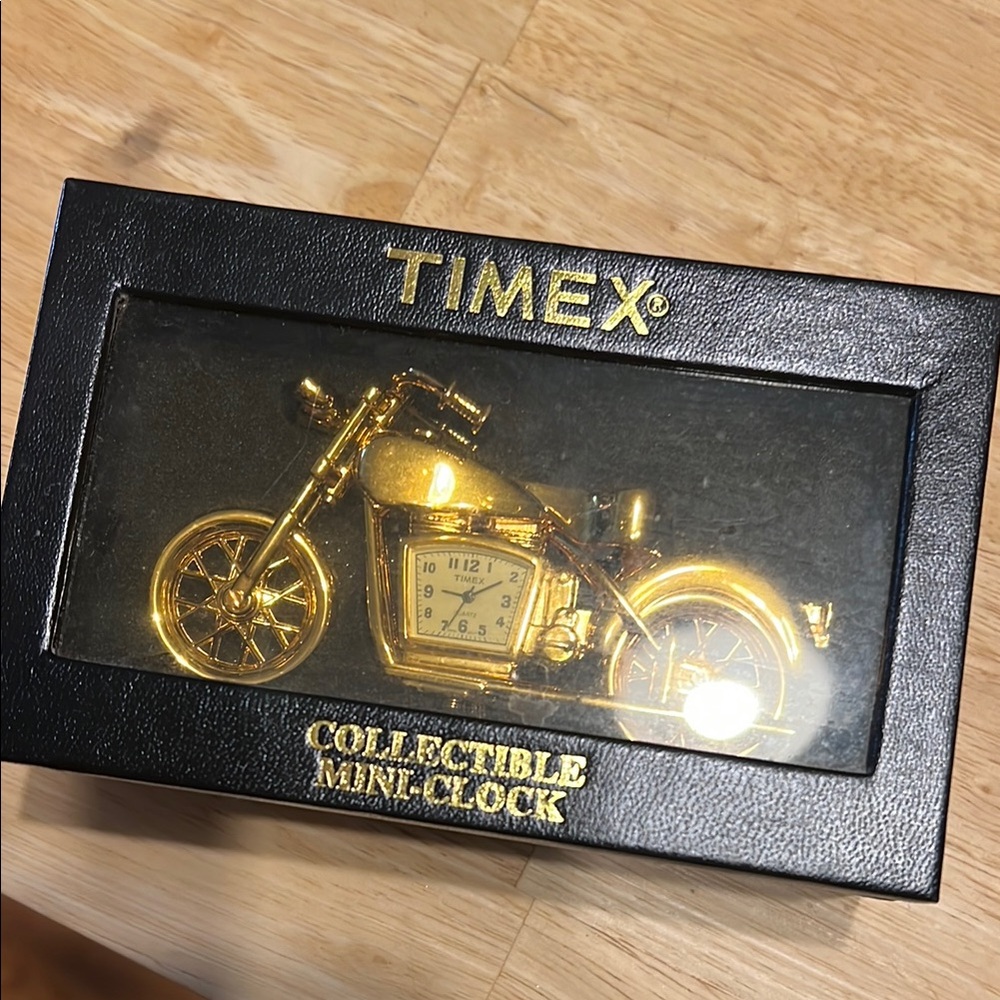 Timex Gold Motorcycle Mini Clock